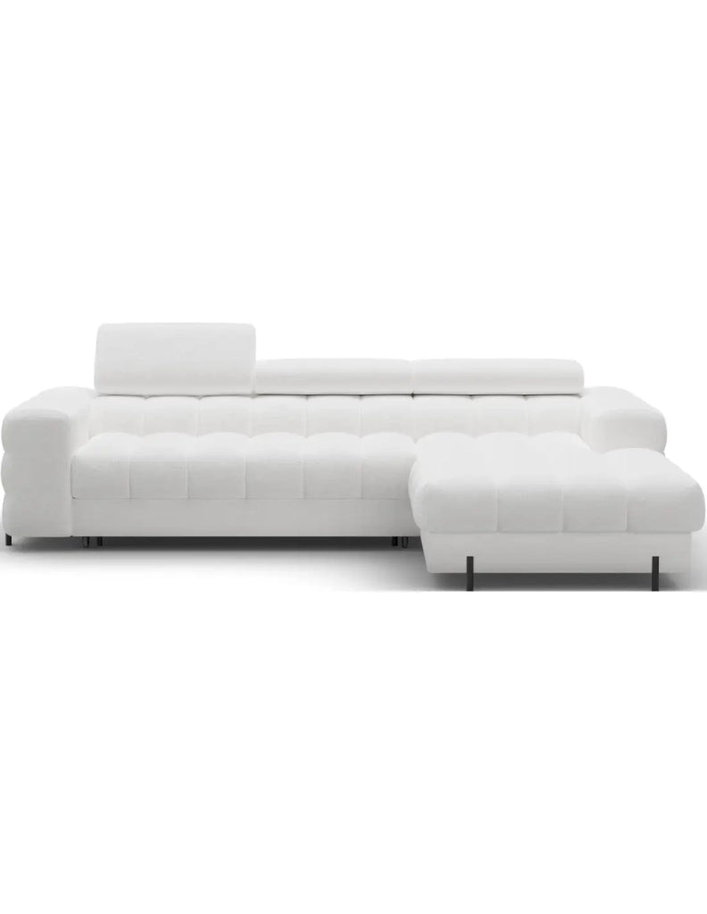 Divano ad angolo destro convertibile Bianco stile contemporaneo 285x99x181cm FILTRO