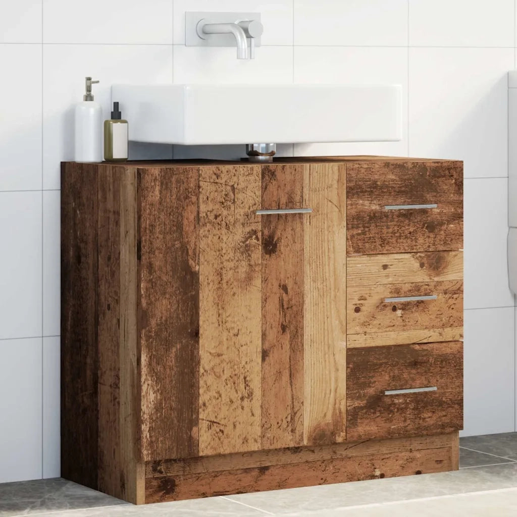 Mobile SottoLavabo | Armadio Lavabo Legno Vecchio 63x30x54 cm in Truciolato