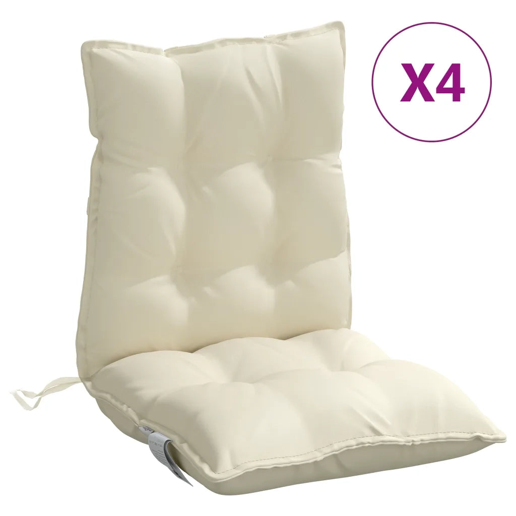 Cuscini per Sedia Schienale Basso 4 pz | Cuscini per sedie Crema in Tessuto Oxford