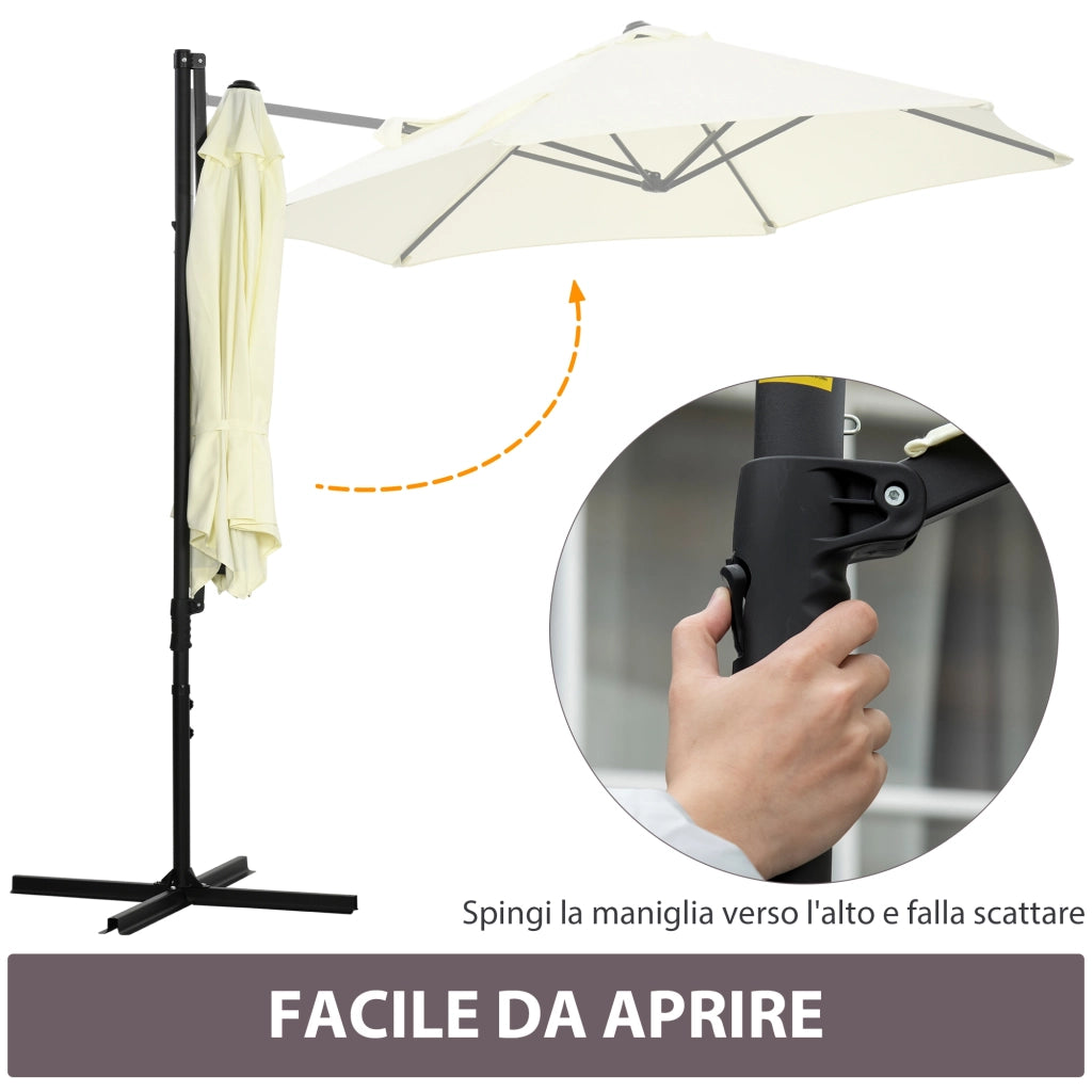 Ombrellone da Giardino a Sbalzo Ø256x245 cm con Rotazione a 360 Beige