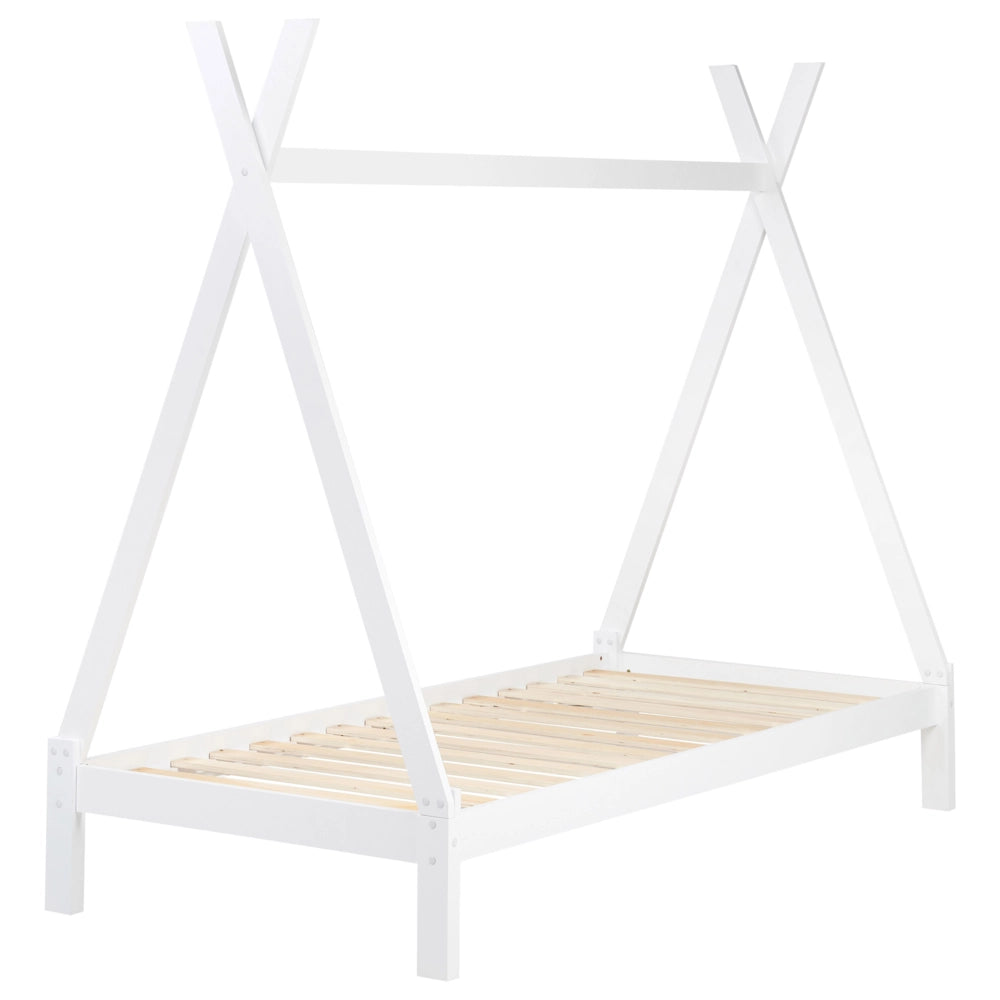 Letto a forma di tenda Teepee per bambini Pino bianco UE 90 x 200 cm Struttura letto singolo con doghe