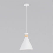 Lampada a sospensione Zero in acciaio bianco e legno