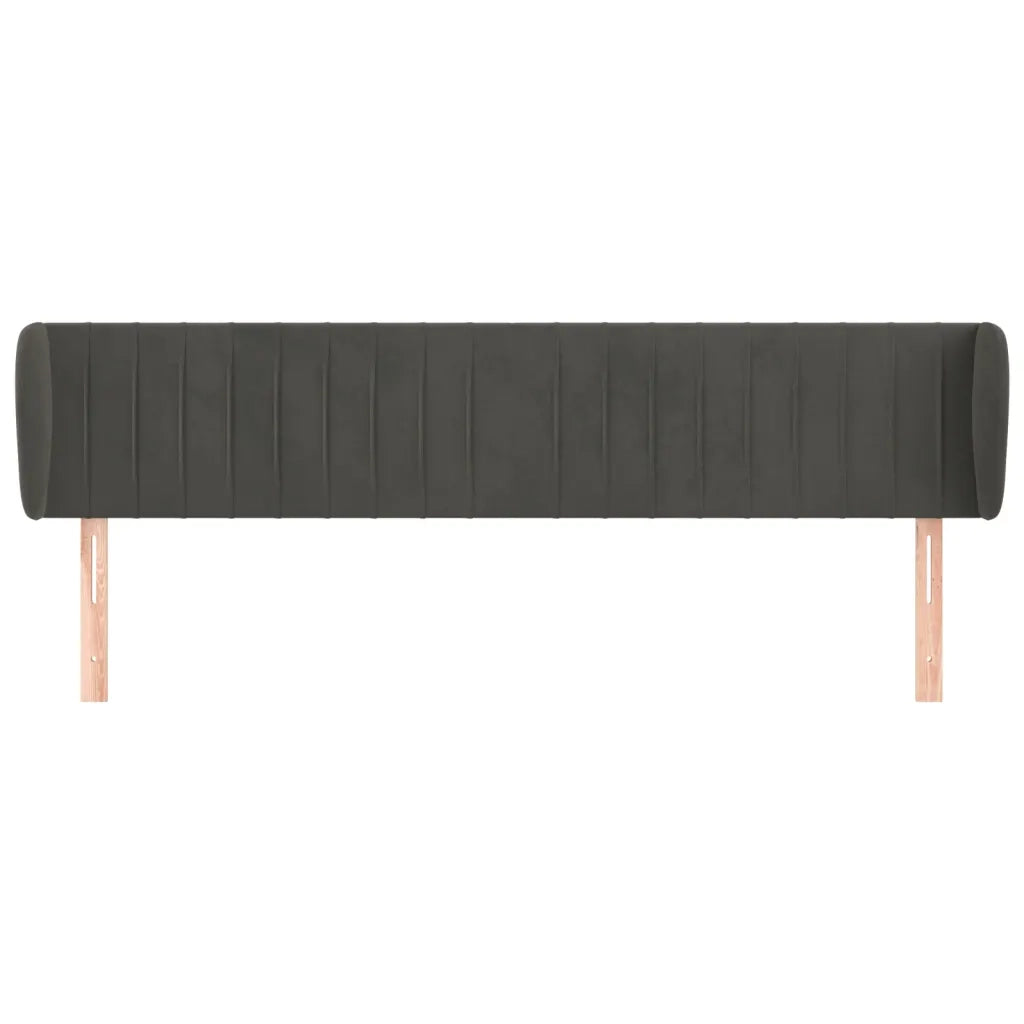 Testiera | Testata ad Orecchio Grigio Scuro 163x23x78/88 cm in Velluto