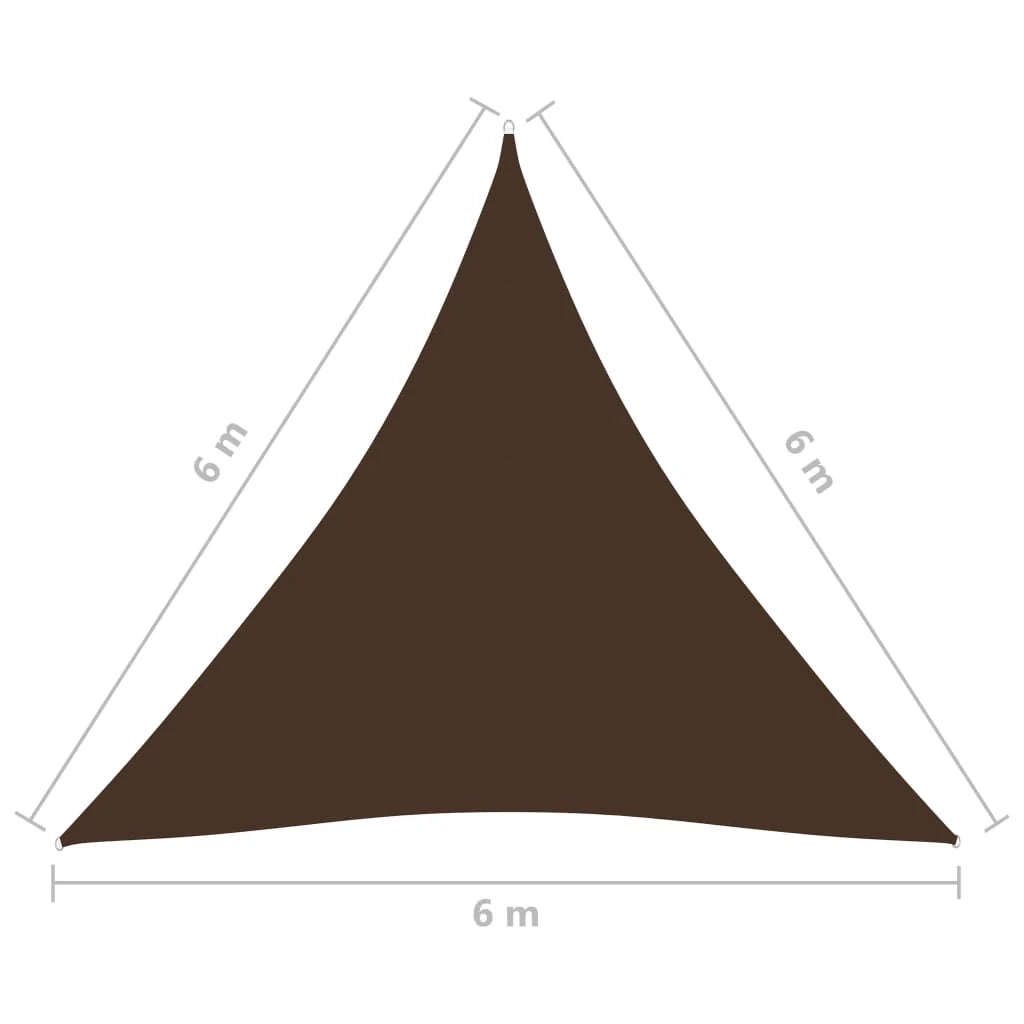 Vela ombreggiante triangolare in tessuto Oxford 6 x 6 x 6 m marrone 02_0009949