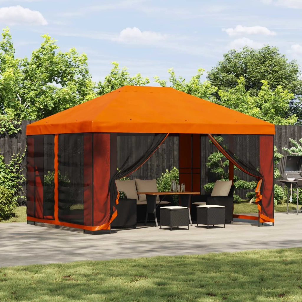 Gazebo da giardino con pareti laterali 4 × 3 m Arancione 900393