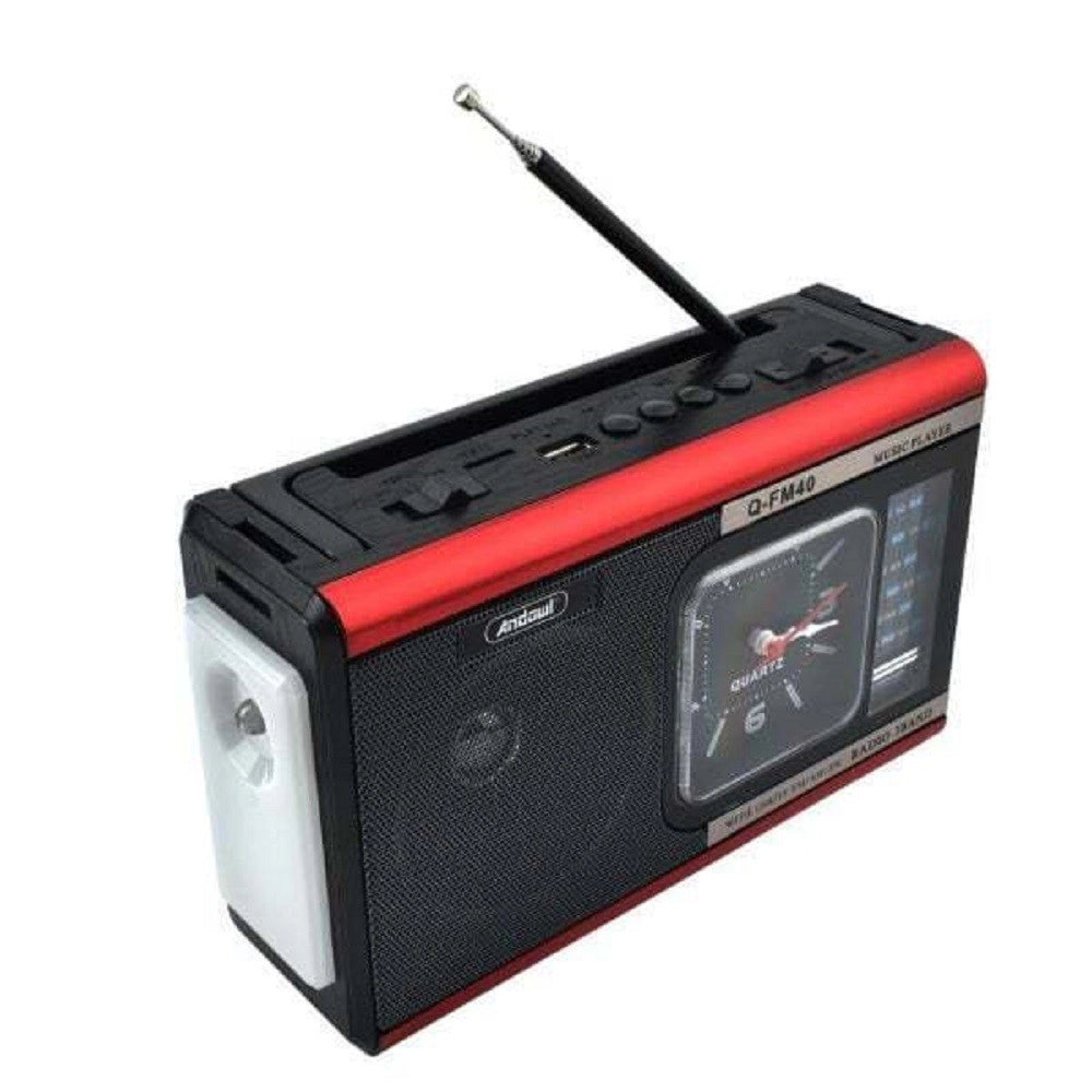 Trade Shop - Radio Portatile A Batteria Usb Sveglia Q-fm40 Altoparlante Bluetooth Con Torcia -