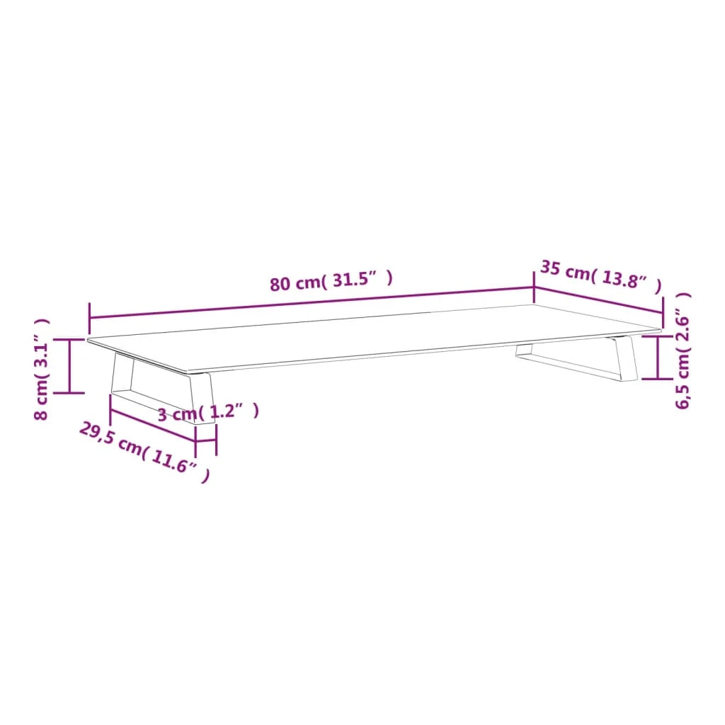 Supporto per monitor mobile da scrivania 80 x 35 x 8 cm vetro temperato e metallo nero 02_0044904
