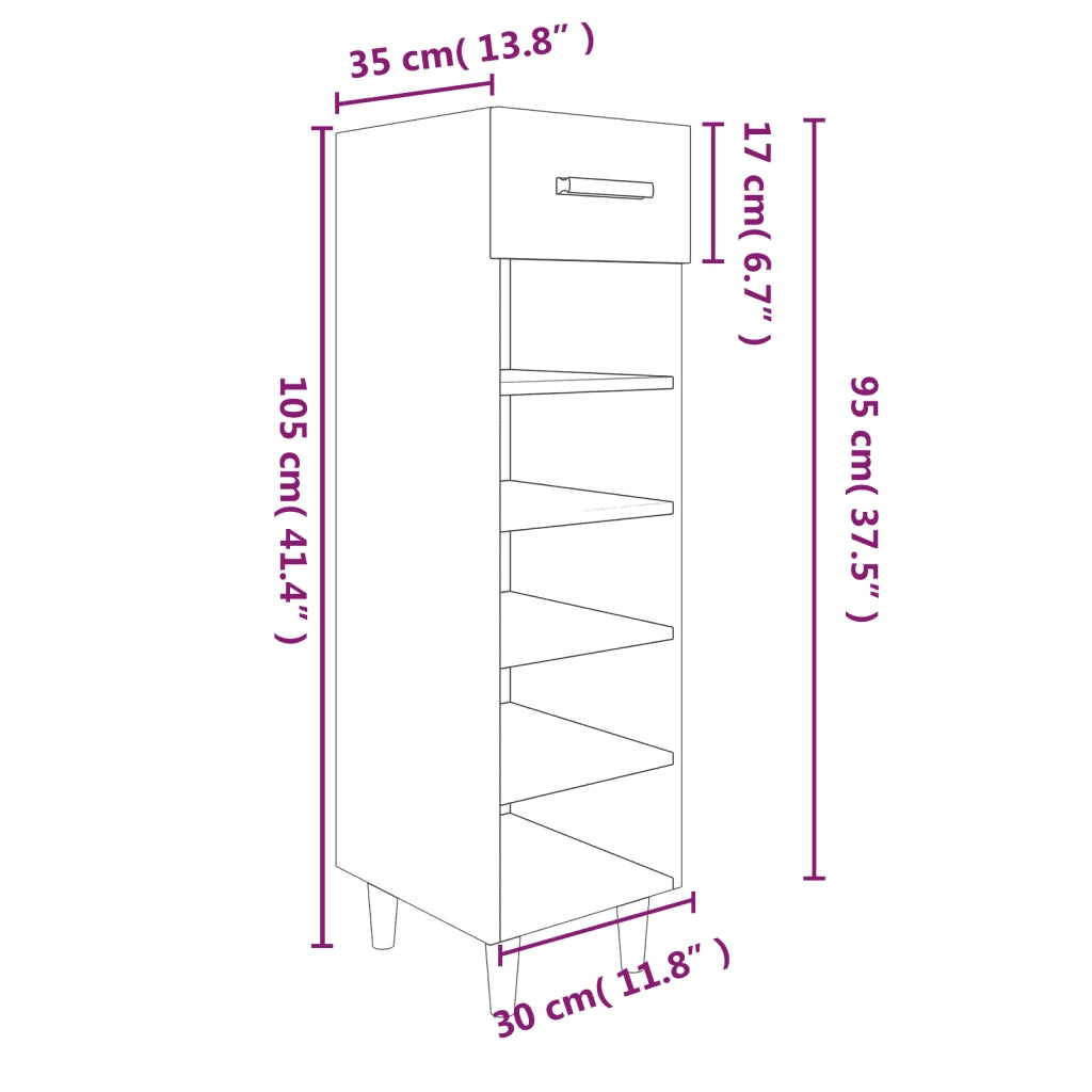 Scarpiera Grigio Sonoma 30x35x105 cm in Legno Multistrato 817562