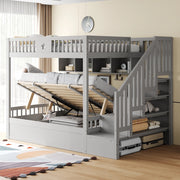 LETTO A CASTELLO 140x200 cm con contenitore idraulico, grigio, legno massello
