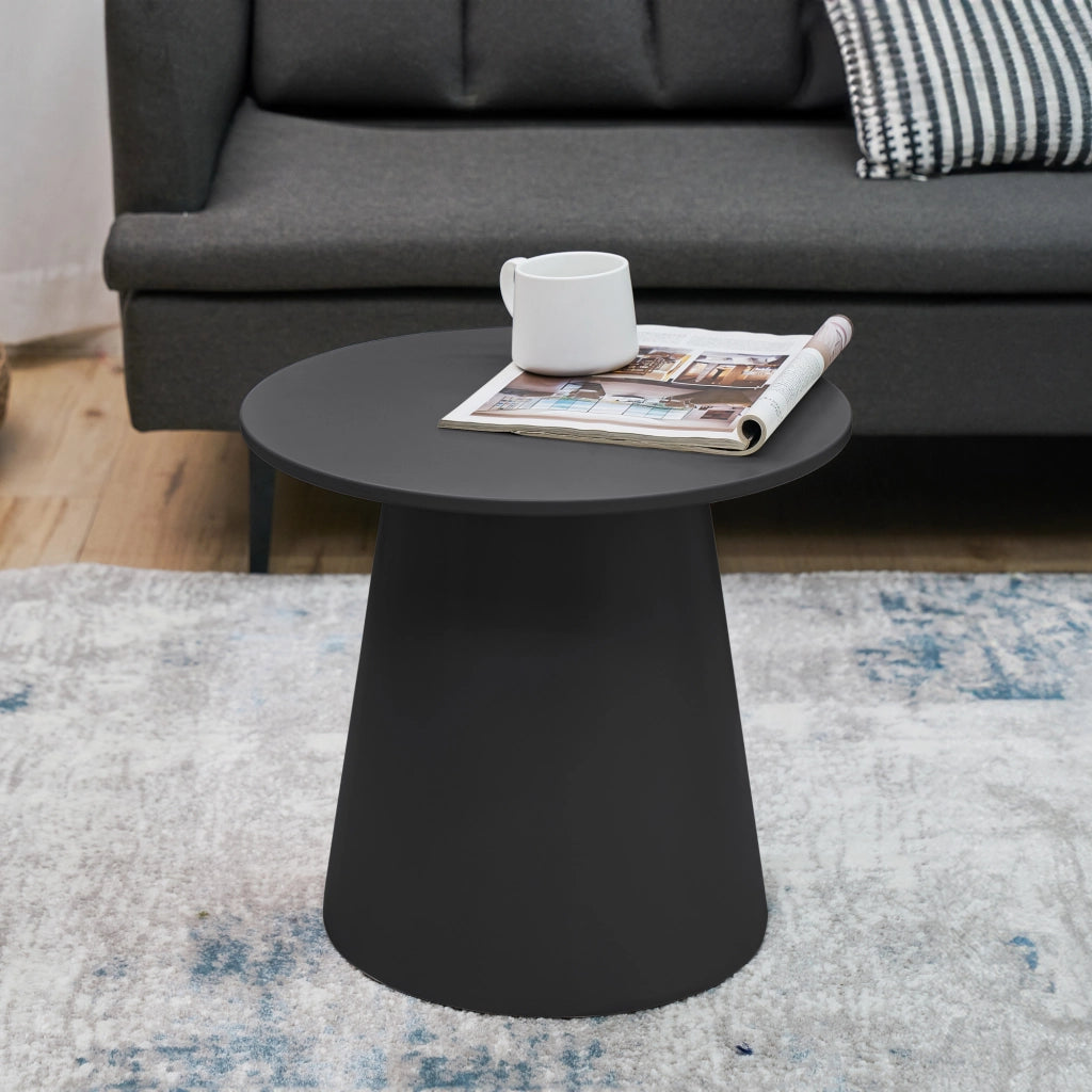 Tavolino da caffè Nyd Base a Cono Troncato e Piano Rotondo 40 x Ø44 cm Nero [en.casa]