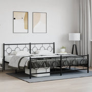 Giroletto con Testiera e Pediera-Struttura Letto Metallo Nero 193x203 cm 576697