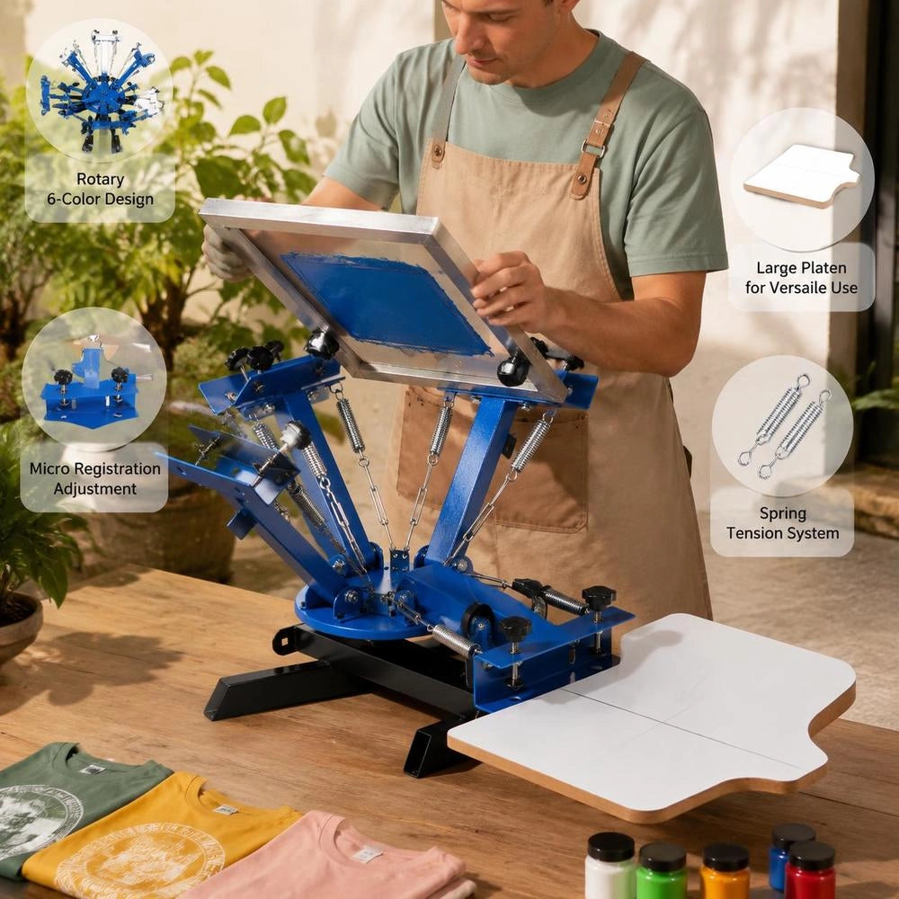 Screen Printing Press T-shirt Screen Printing Machine 1 Color + 1 Station, T-shirt Press, Heat Press Transfer Press DIY Equipment Printer, Textile Printing Clothing, Pillowcases, Luggage Etc.