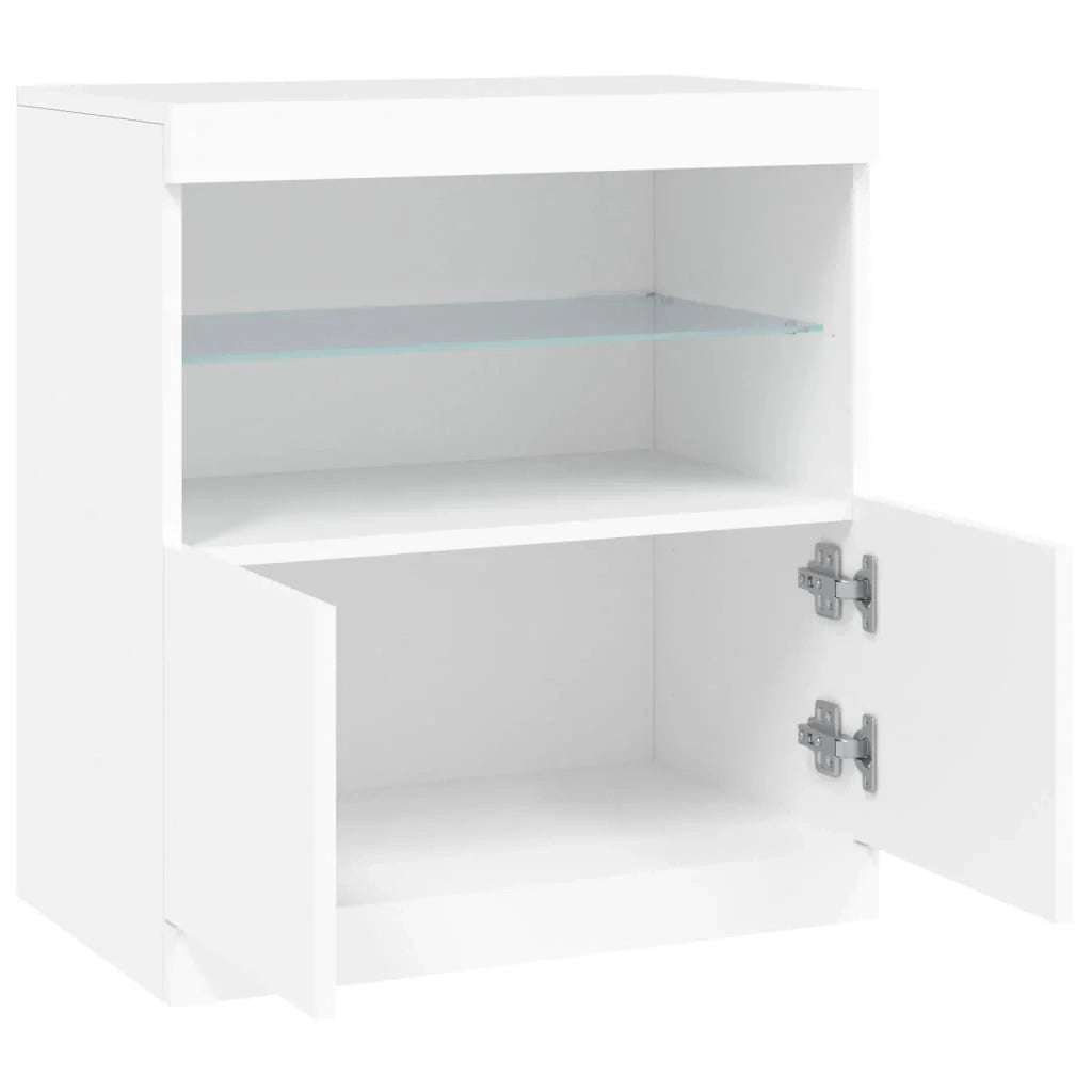 Buffet credenza cassettiera mobiletto mobile contenitore organizer per cucina soggiorno salotto con luci LED 60 x 37 x 67 cm bianco 02_0029857