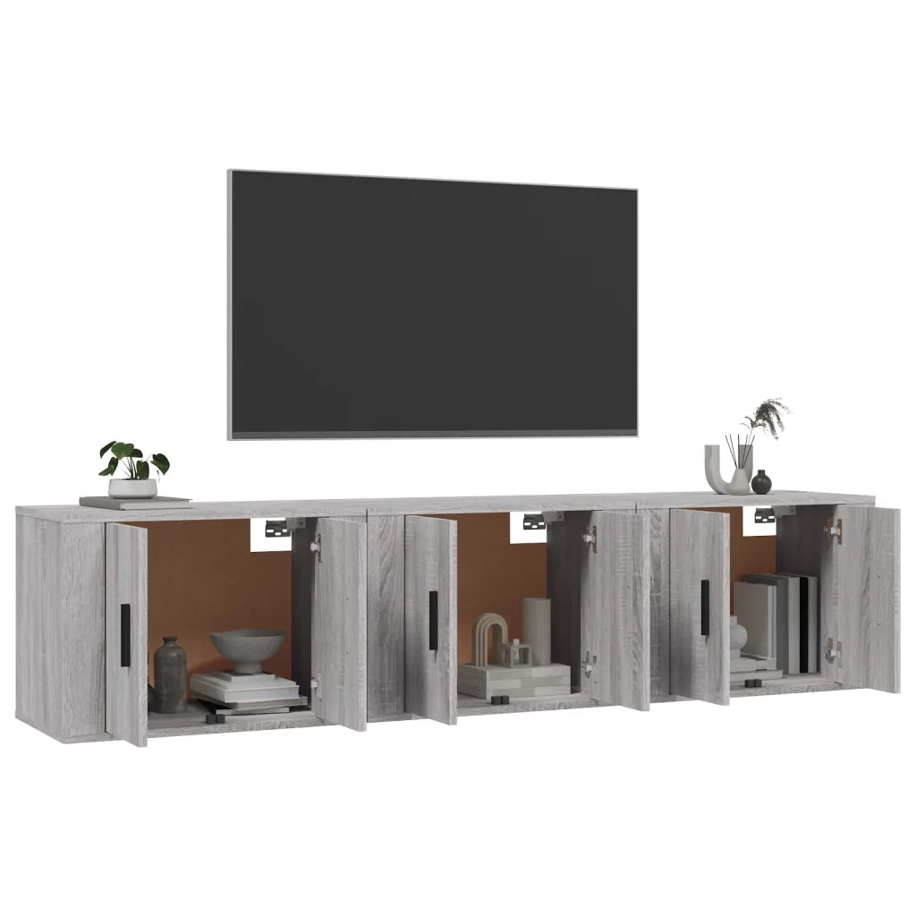 Mobili Porta TV a Parete 3 pz Grigio Sonoma 57x34,5x40 cmcod mxl 76769