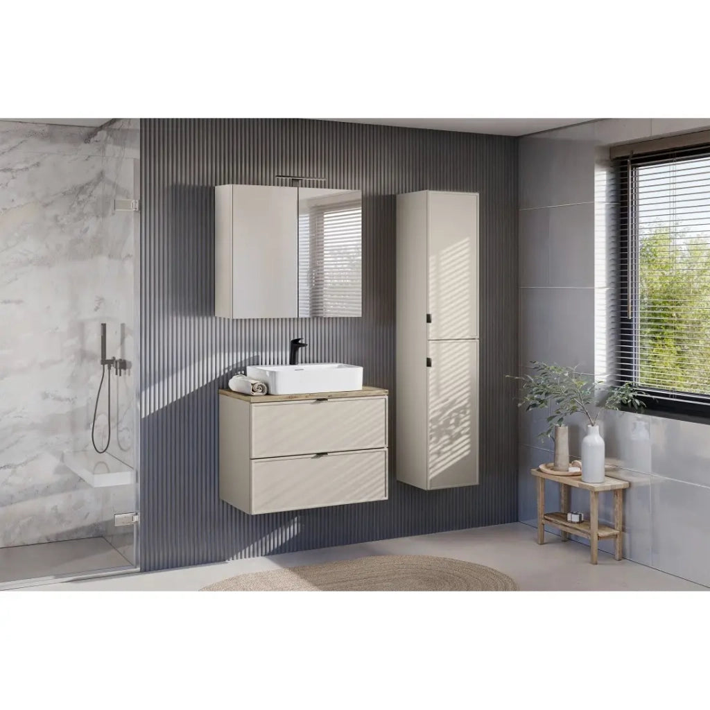 Mobile alto specchio BRAZZA – 2 porte – Colore marrone congo – L80 x H75 cm – Da appendere