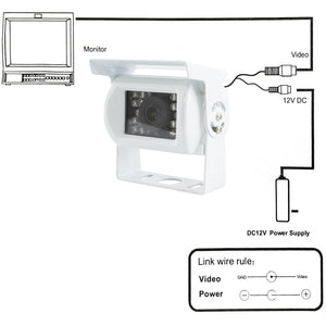 Telecamera Retromarcia per Furgoni e Camper 18 Led Infrarossi Retrocamera Bianco