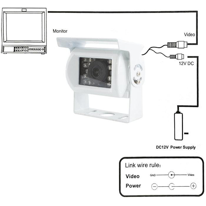 Telecamera Retromarcia per Furgoni e Camper 18 Led Infrarossi Retrocamera Bianco