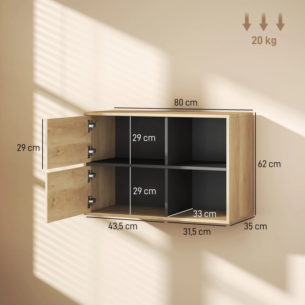 Mobile da bagno a parete ¨C Xylo ¨C 2 ante, legno naturale, 80x35x57,5 cm