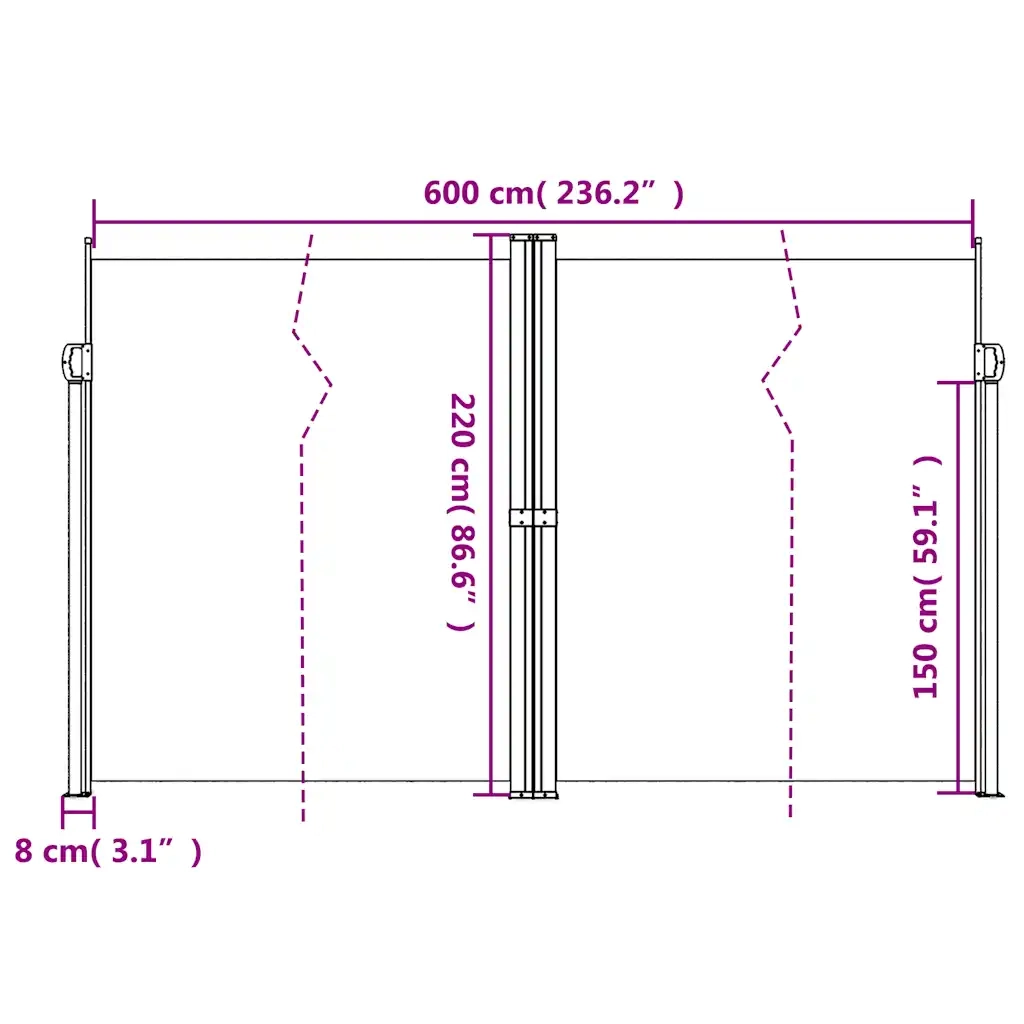 Tenda da Sole Laterale Retrattile Antracite 220x600 cm 4004673