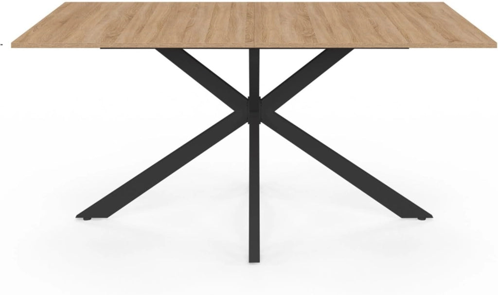 Tavolo da pranzo rettangolare ALIX per 8 persone con gambe a ragno nere e in legno 160 cm
