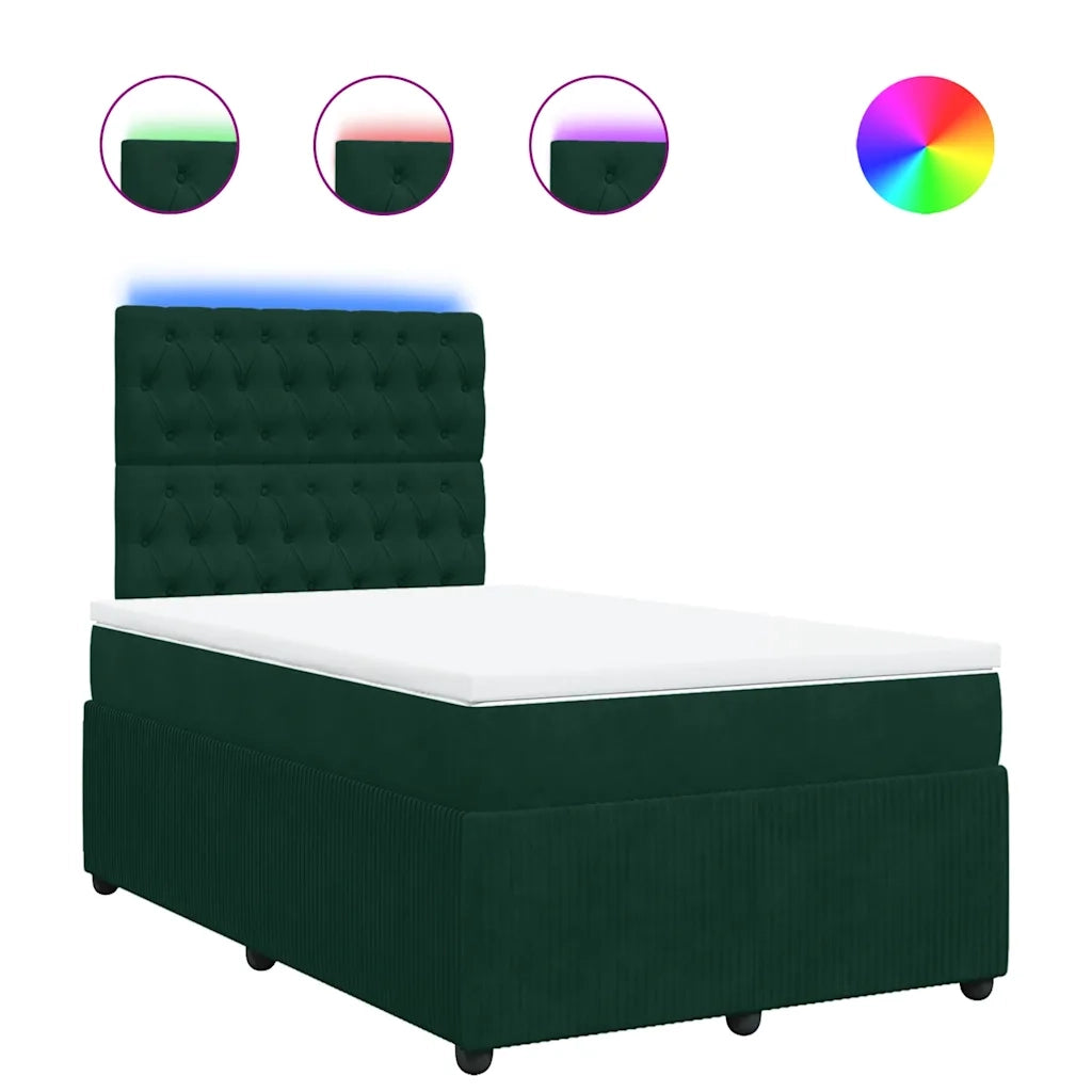 Giroletto a Molle con Materasso Verde Scuro 120x200 cm Velluto