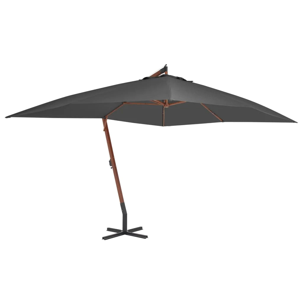 Ombrellone da giardino a sbalzo con palo in legno 400 x 300 cm antracite 02_0008622