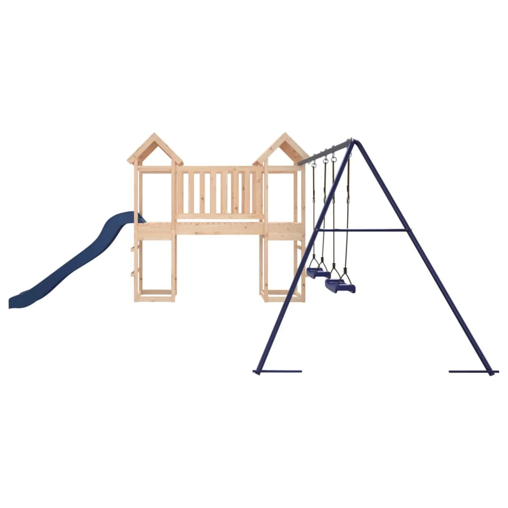 Altalene per parco giochi all'aperto scivolo altalene robuste giochi da giardino 308 x 393 x 194 cm legno di pino massiccio 02_0004982