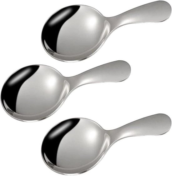 Set di cucchiai in acciaio inossidabile - Set di 3 cucchiai per zucchero, spezie e caffè - Lame spazzolate - Cucchiai mini con manico corto