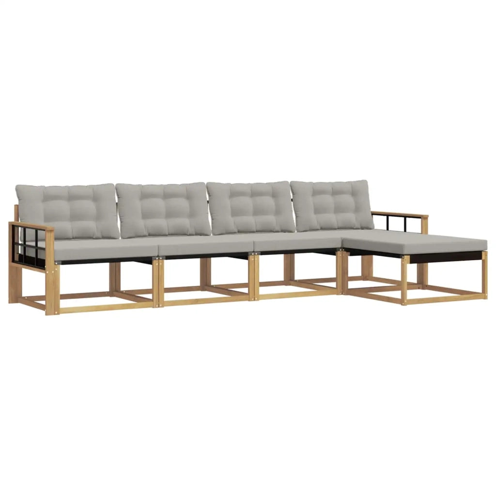 Set di divani da esterno 5 pz Bianco e Grigio Chiaro 3388593