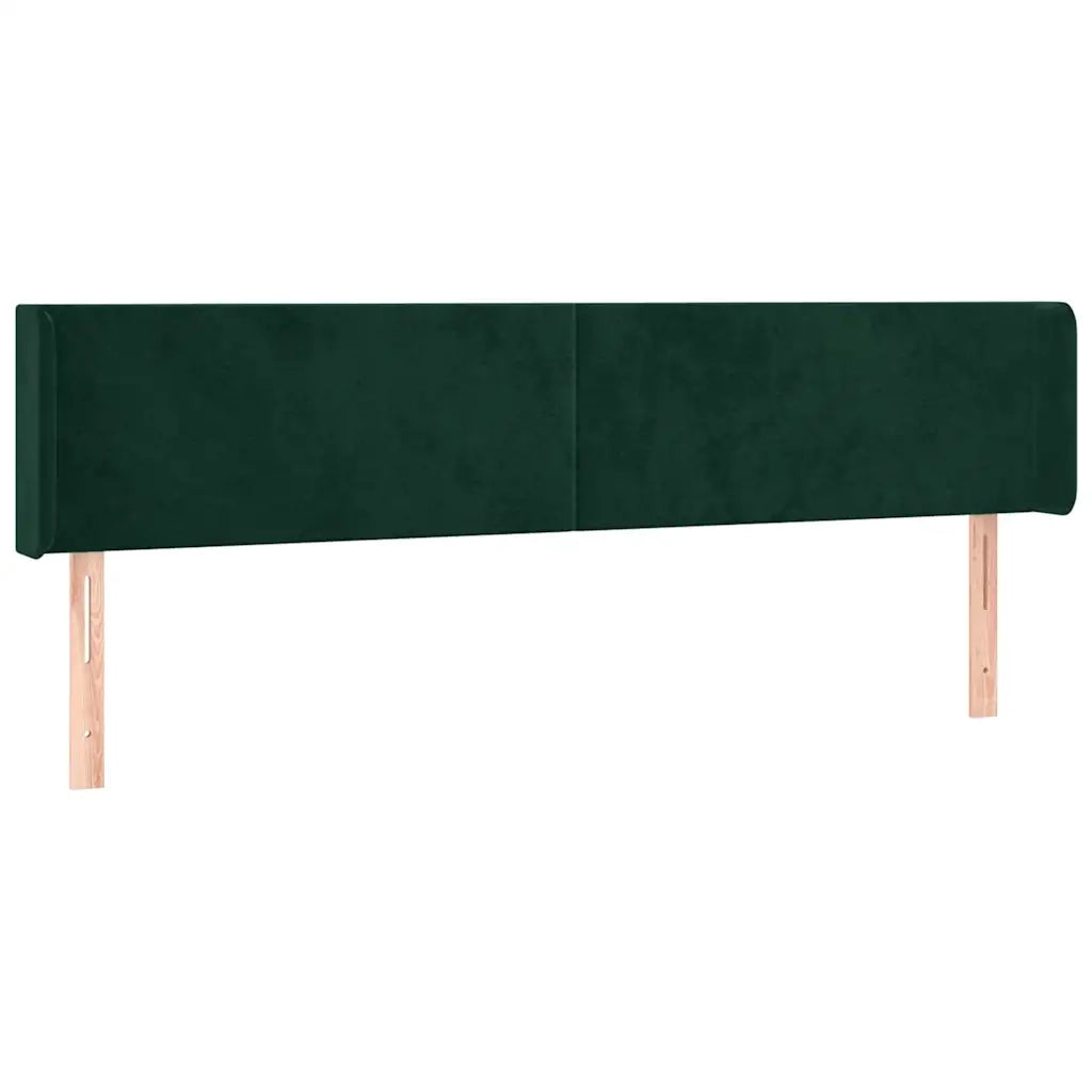 Testiera ad Orecchio-Testata con Orecchie Verde Scuro 163x16x78/88 cm in Velluto 159366