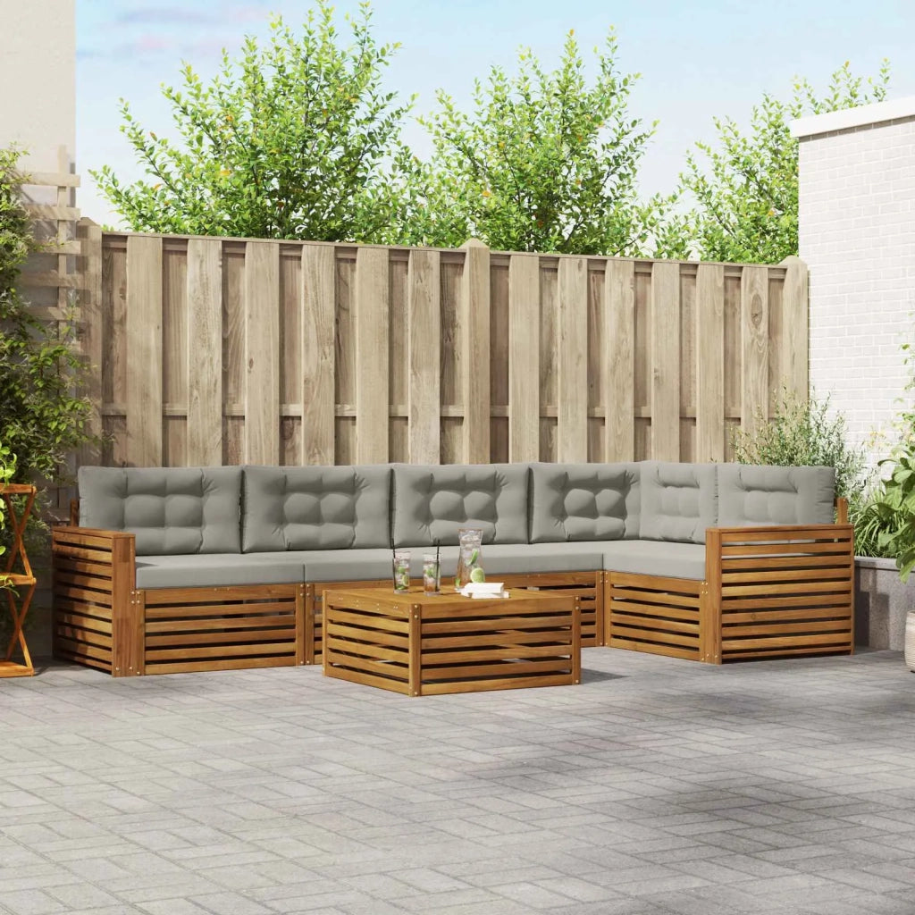 Set di divani da esterno 6 pcs Grigio Naturale e Chiaro