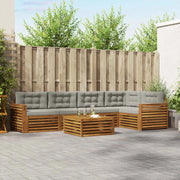 Set di divani da esterno 6 pcs Grigio Naturale e Chiaro