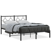 Letto matrimoniale | Letto per adulti | Giroletto con Testiera in Metallo Nero 135x190 cm