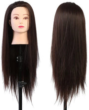 Manichino per trucco con capelli in fibra termoresistente - altezza 26 cm - lunghezza capelli 60 cm - modello capelli - per allenamento snidere/tessere - adatto per estetisti