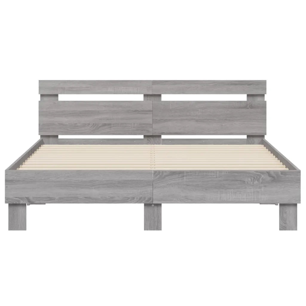 Letto matrimoniale | Letto per adulti | Giroletto Testiera Grigio Sonoma 140x190 cm Legno Multistrato