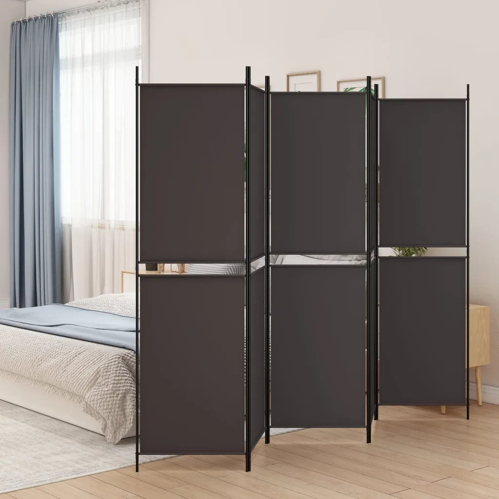 Divisorio Ambienti | Divider per stanze | Paravento a 5 Pannelli Marrone 250x200 cm in Tessuto