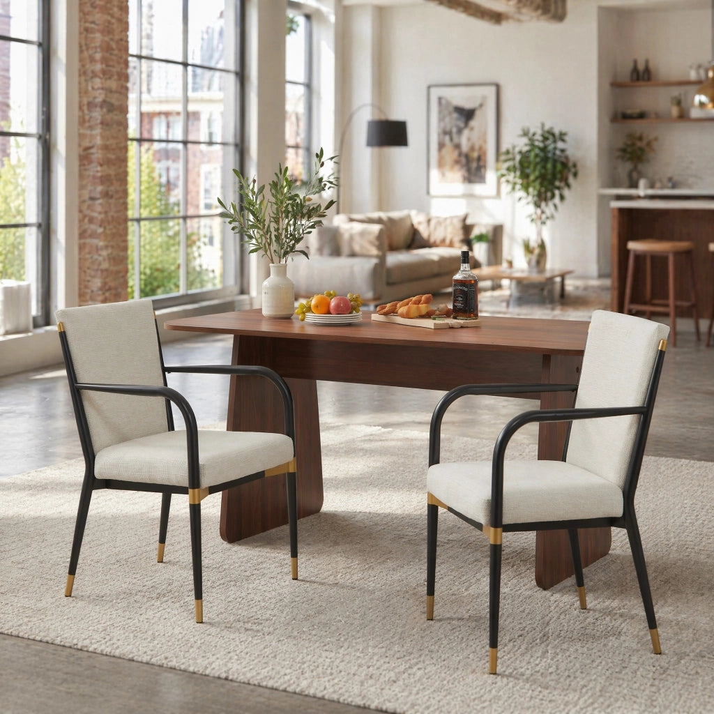 SEDIA da pranzo imbottita Set da 2 pezzi con braccioli 94x57x28 cm beige