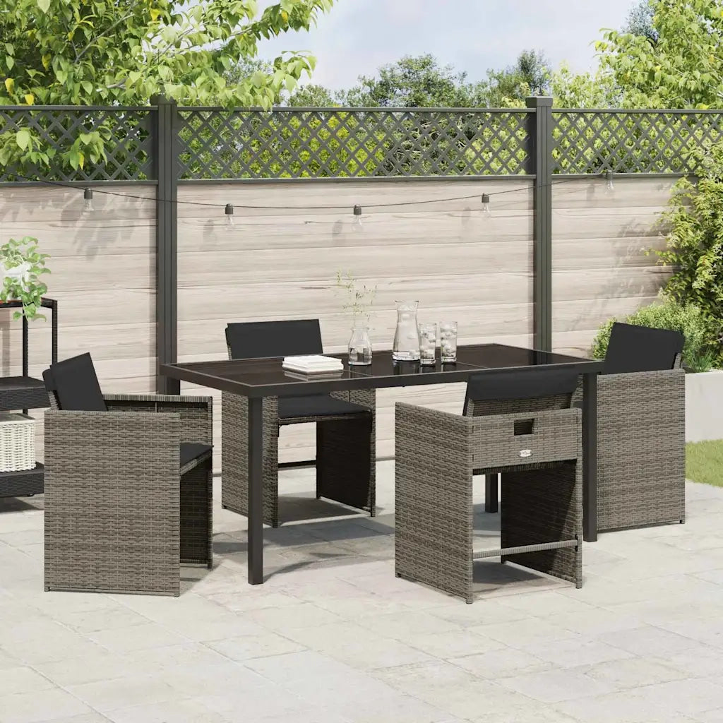 Set da Pranzo per Giardino 5 pcs Grigio polyrattan 3380695