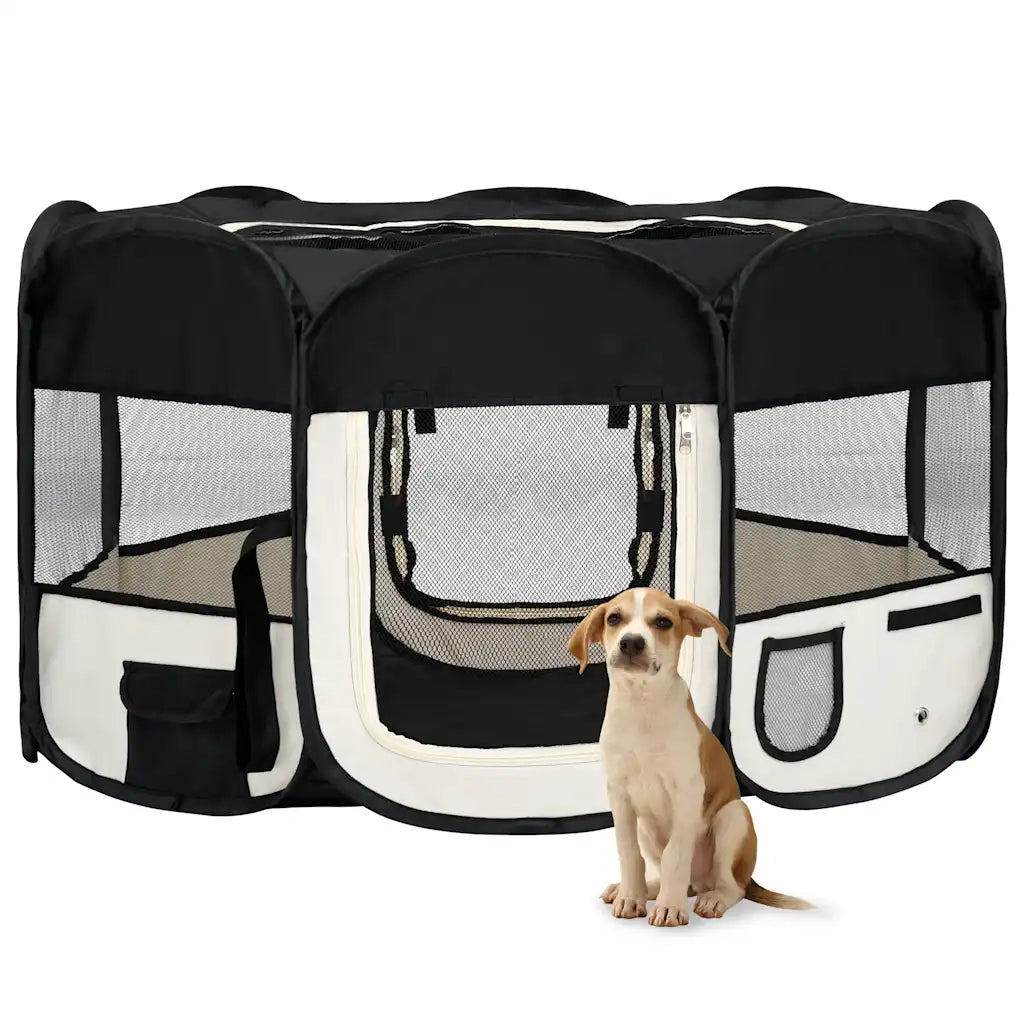 Box per Cani Pieghevole con Borsa Trasporto Nero 145x145x61 cm CFW8169411