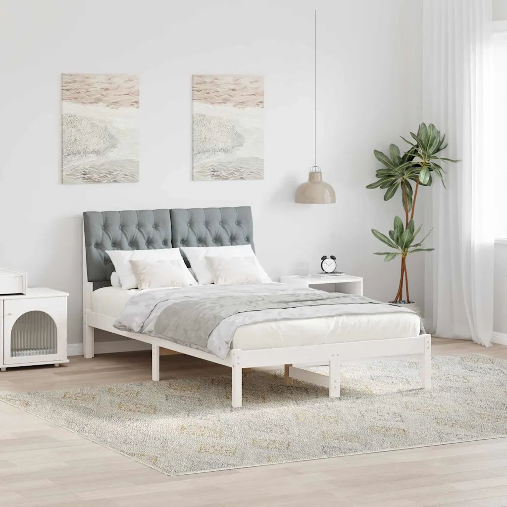 Letto con Testiera Rivestita-Struttura Letto con Testiera Bianco 120 x 200 cm