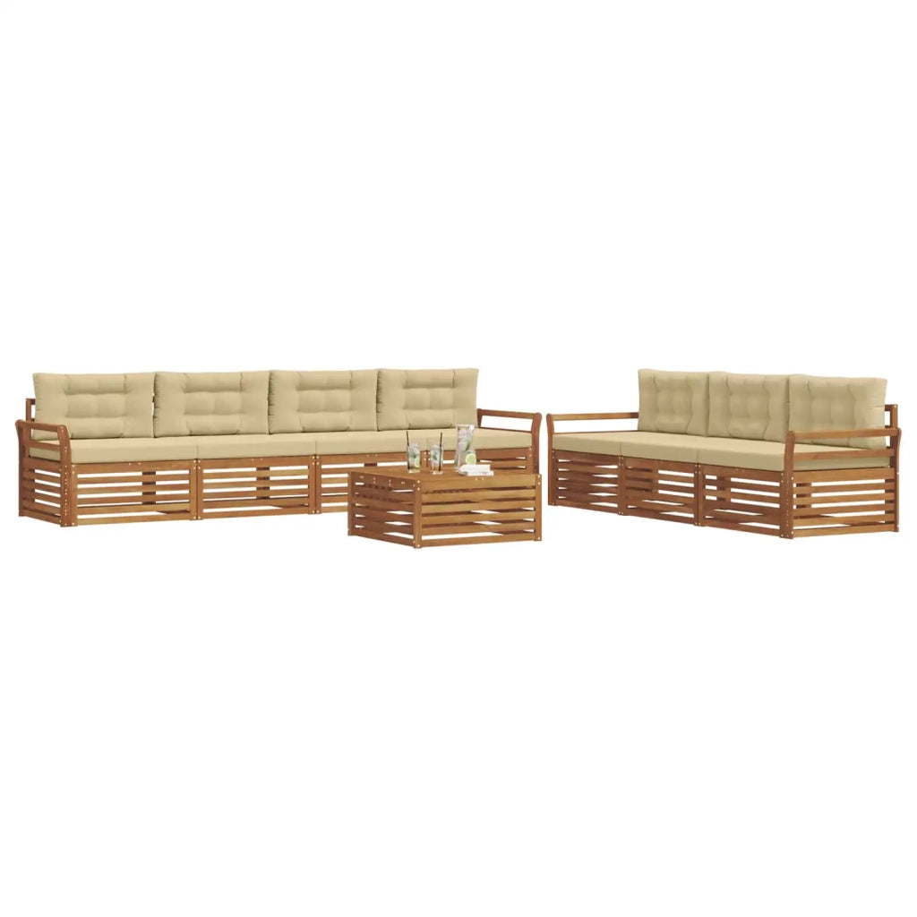 Set di divani da esterno con cuscino 8 pcs Naturale e Beige