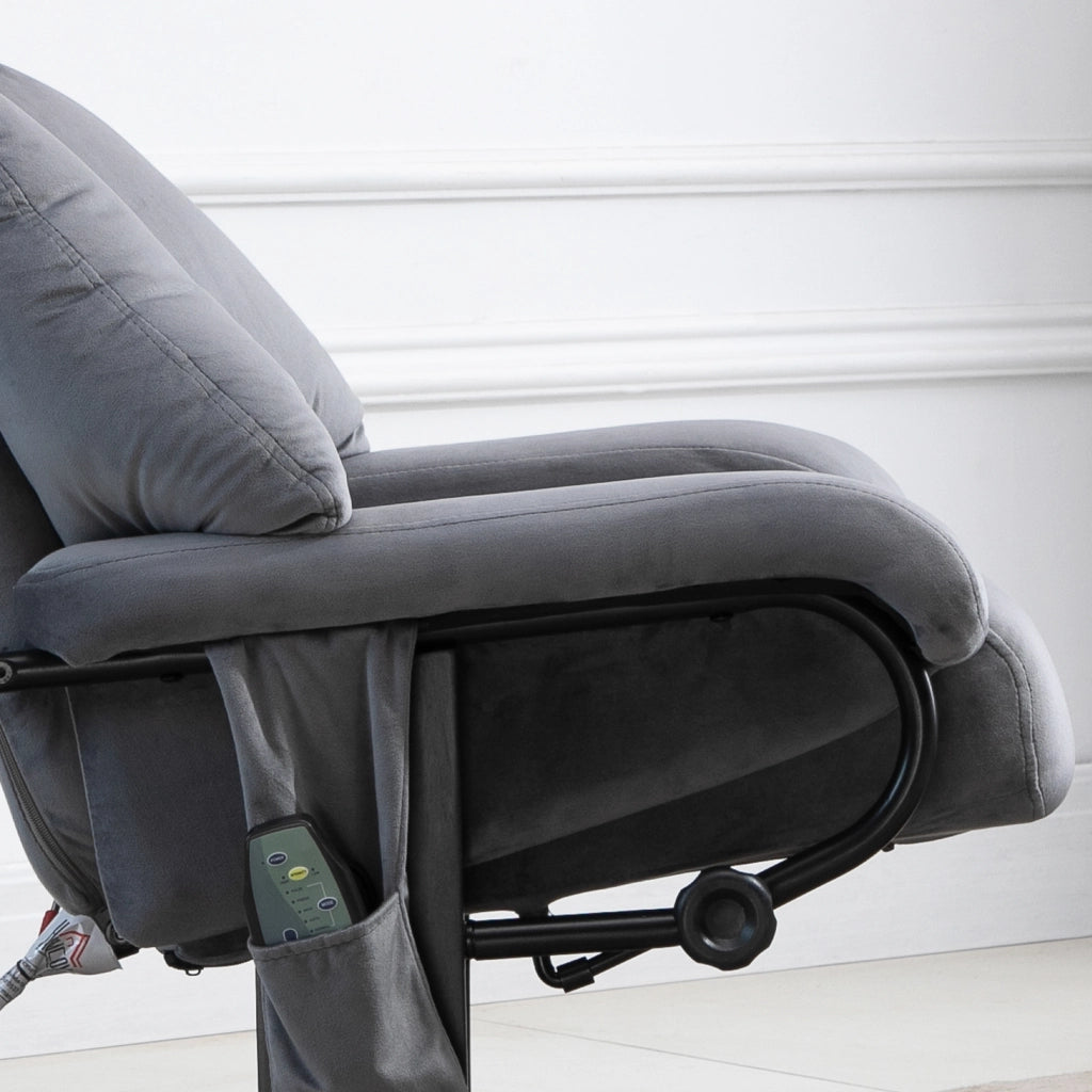 Poltrona Relax Massaggiante Girevole con Poggiapiedi ¨C zephmum ¨C Grigio, Velluto