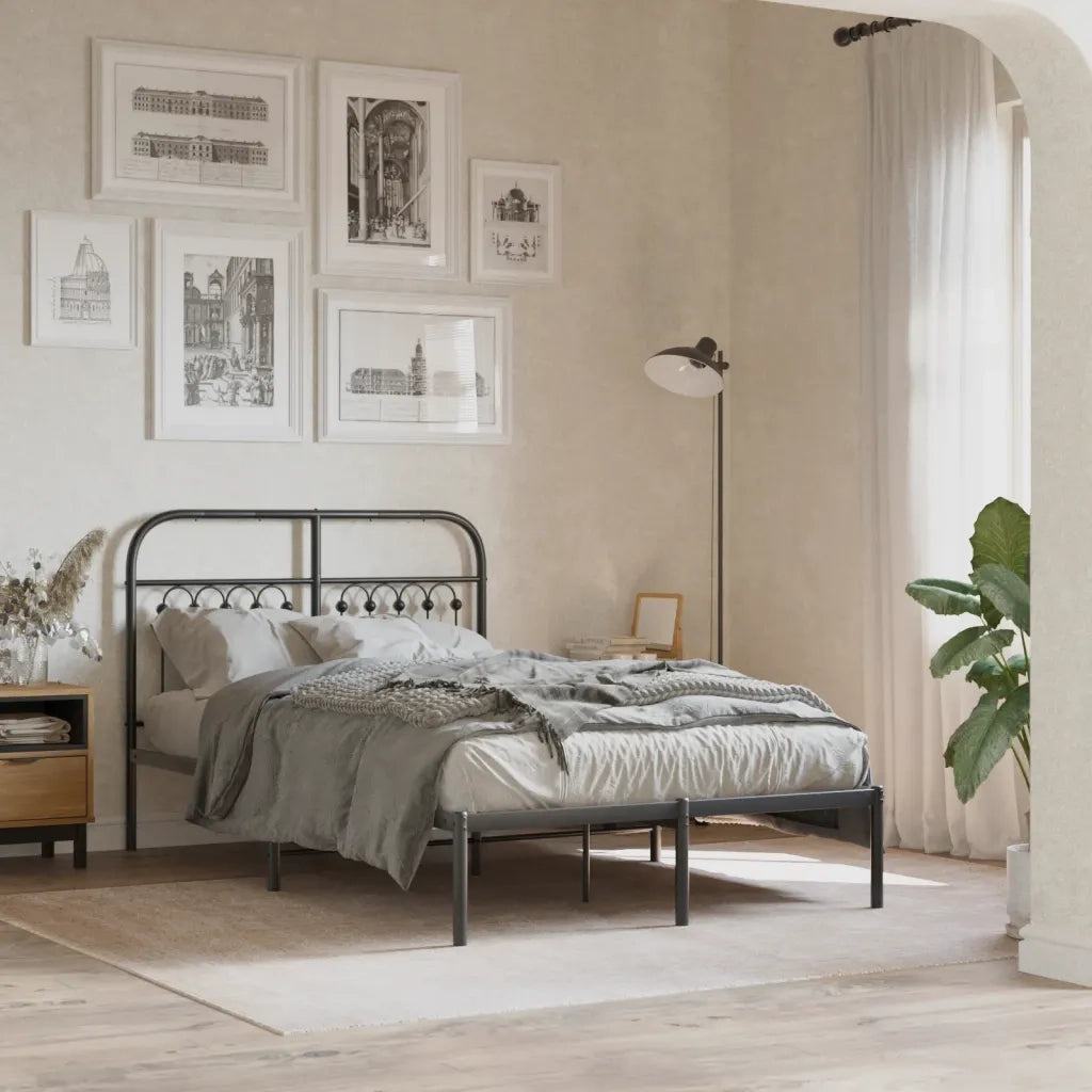 Giroletto con Testiera-Struttura Letto con testiera in Metallo Nero 120x200 cm 898026