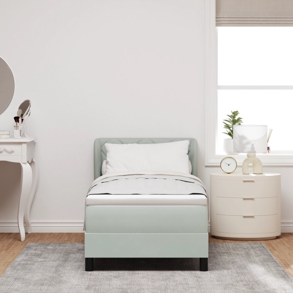 Letto con Rete a Molle e Materasso Grigio Chiaro 80x200 cm Velluto