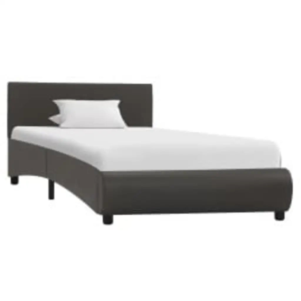 Letto singolo | Letto per adulti | Giroletto con LED Grigio in Similpelle 100x200 cm