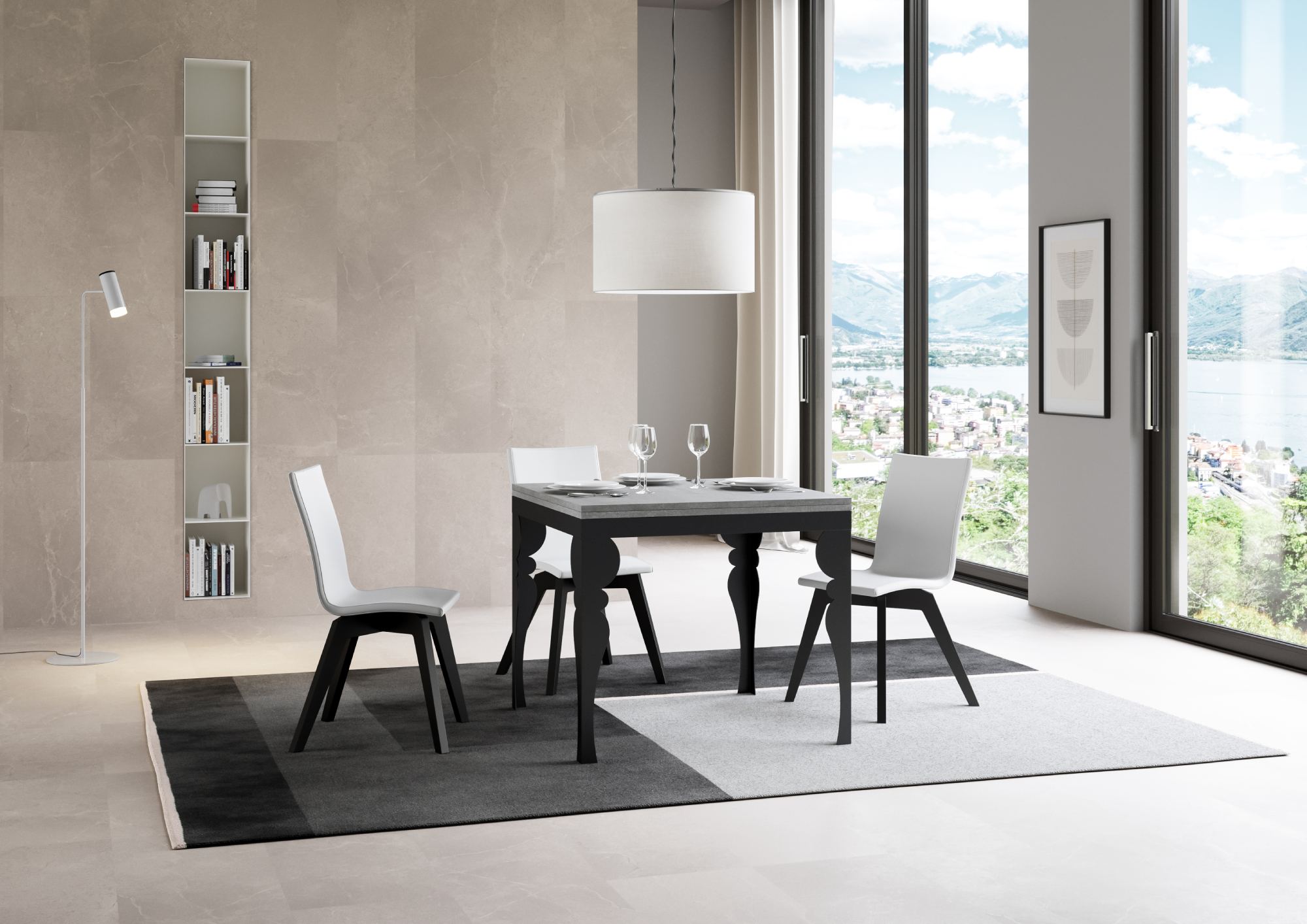 Tavolo Allungabile 90-180x90x78/80 cm Paxon Libra Cemento