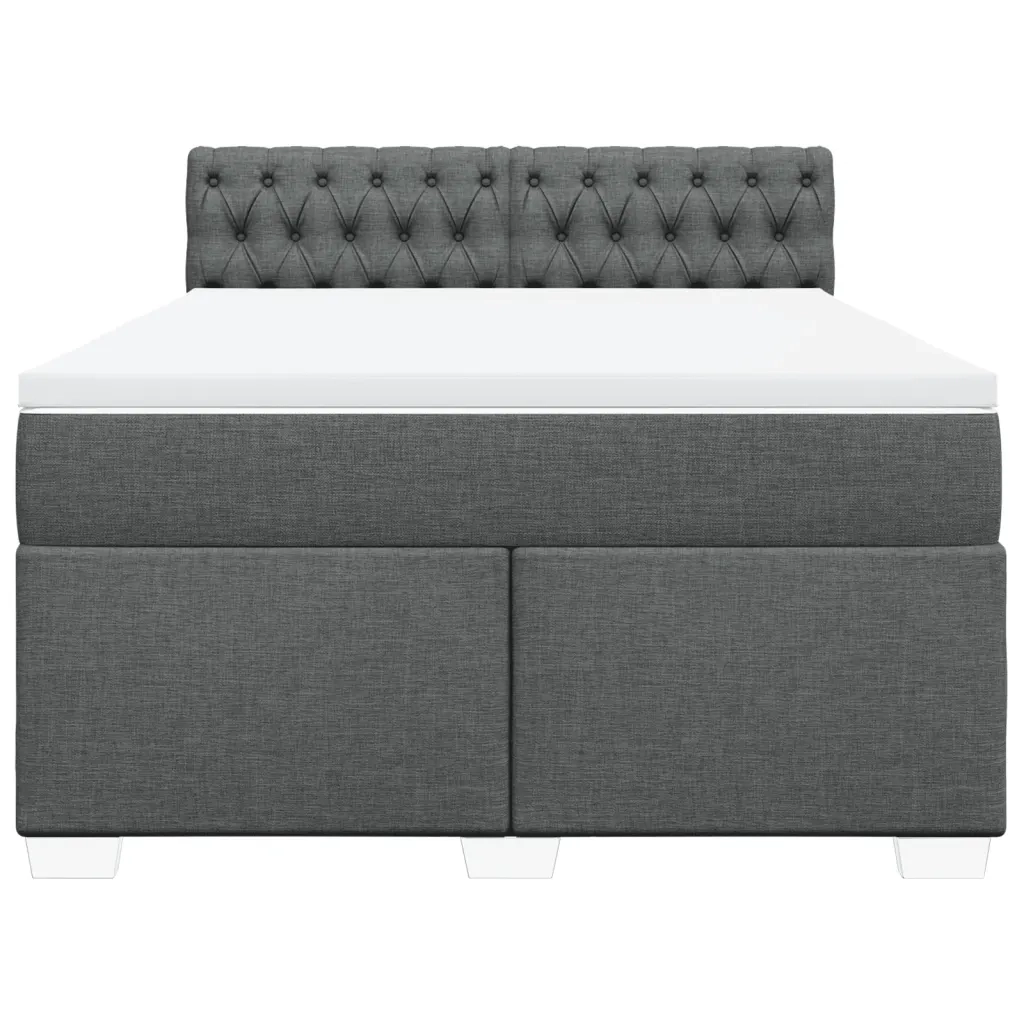 Giroletto a Molle con Materasso Grigio Scuro 140x200cm Tessuto
