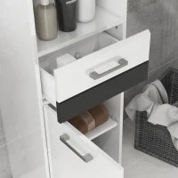 kleankin Colonna Bagno in MDF con Ripiano Aperto, Cassetto e Armadietto Chiuso, 37x32.5x170 cm, Bianco