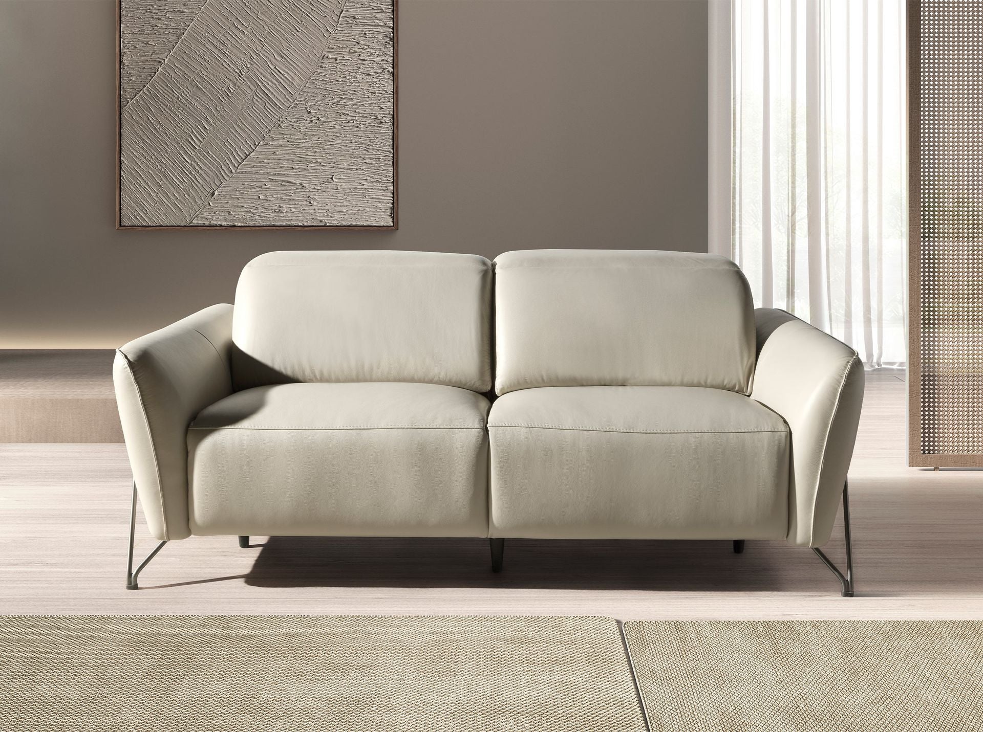 Divano relax 2 posti in pelle sabbia