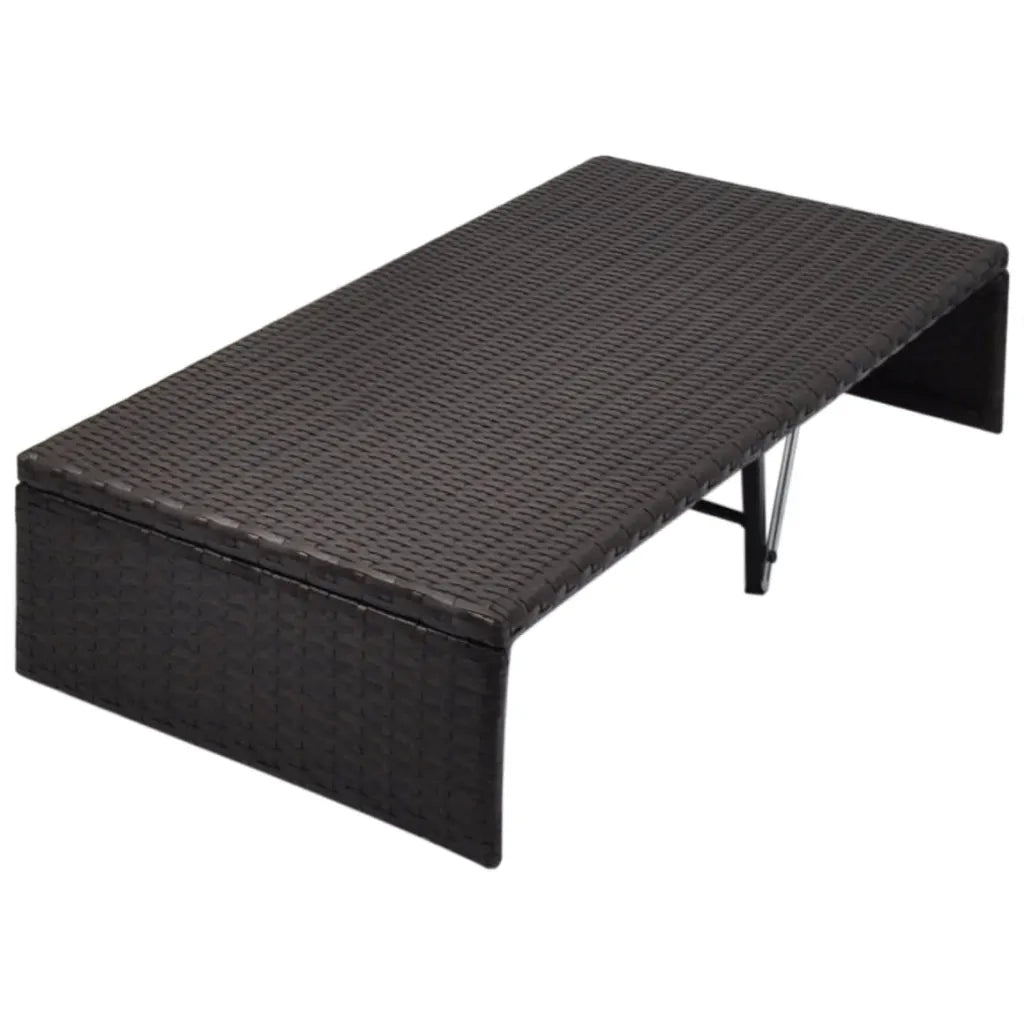 Lettino da Giardino con Tetto Marrone 190x130 cm in Polyrattan 42900